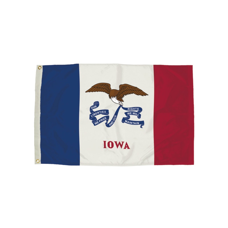 3X5 Nylon Iowa Flag Heading & Grommets