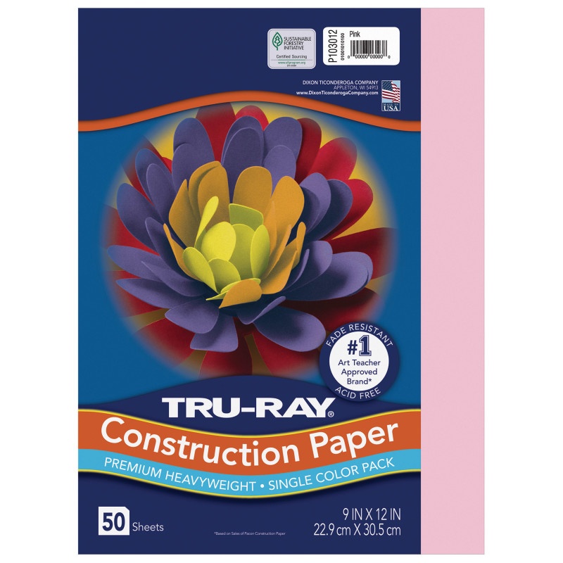 Tru Ray 9 X 12 Pink 50 Sht Construction Paper