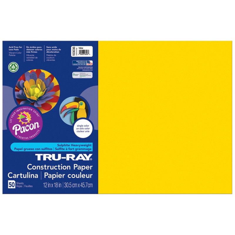 Tru Ray 12 X 18 Yellow 50 Sht Construction Paper