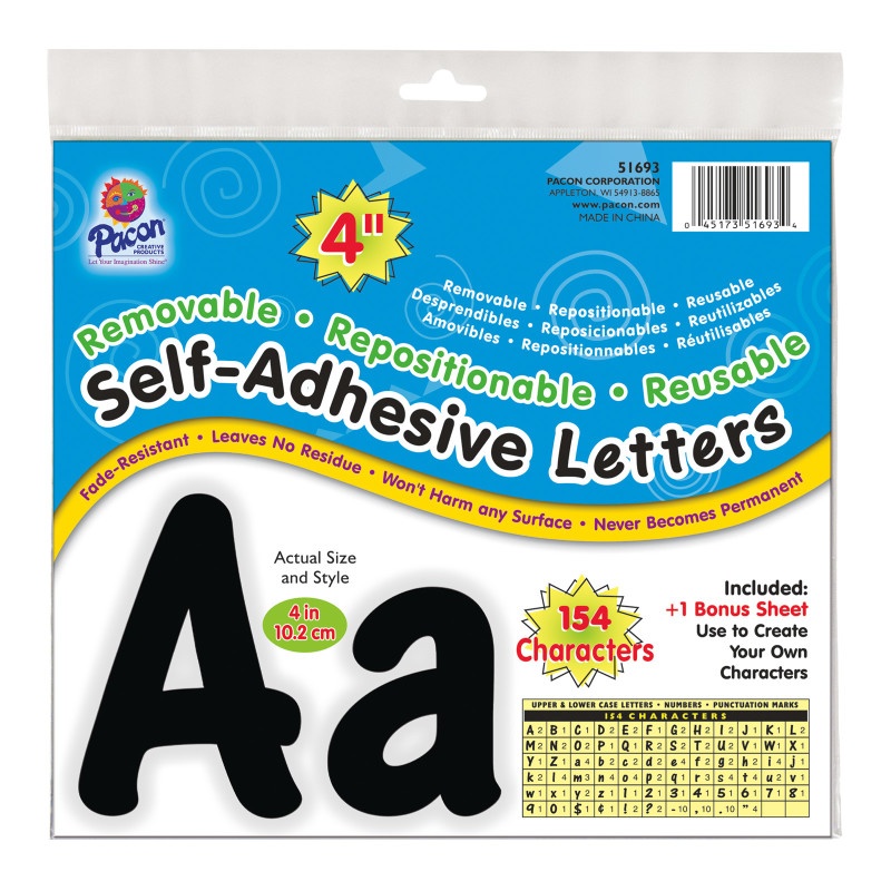 Letters Black Cheery Font 4In Self Adhesive