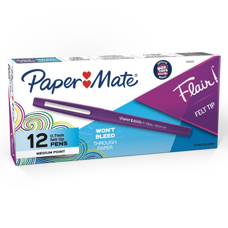 Box Of 12 Purple Medium Paper Mate Flair Pens