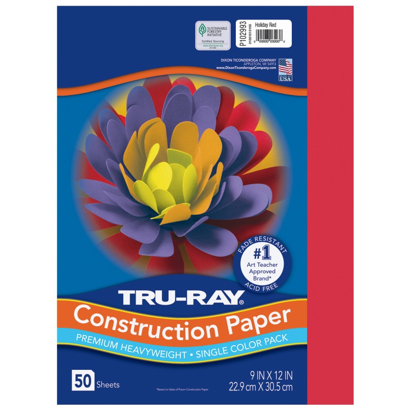 Tru Ray 9 X 12 Holiday Red 50 Sht Construction Paper