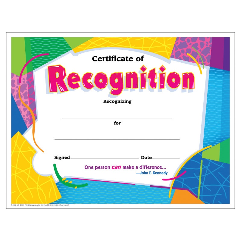Certificate Of Recognition Colorful 30/Pk