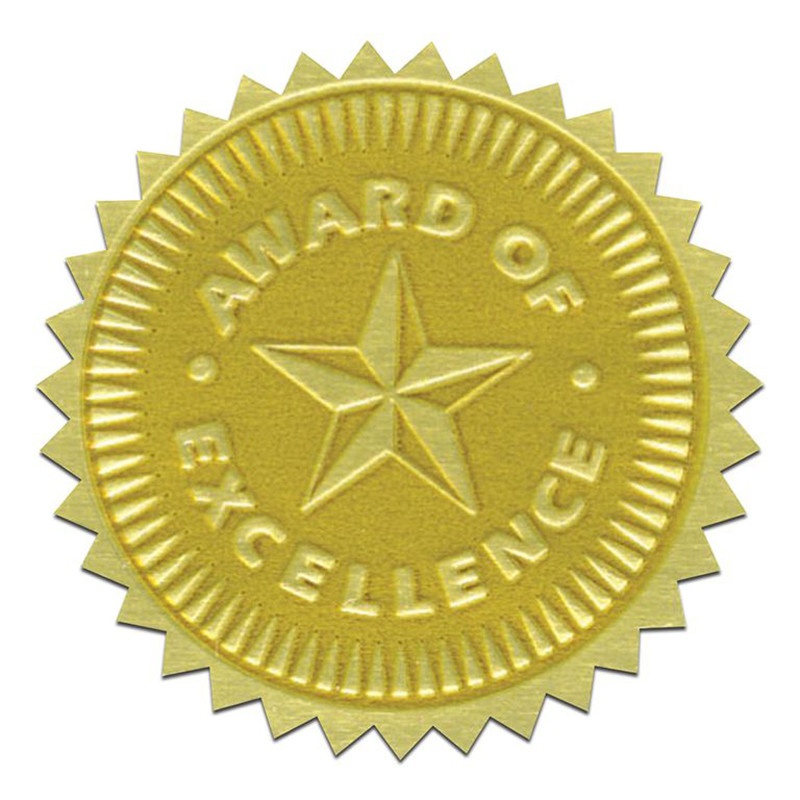 Gold Foil Embossed Seals Award Of Excellence