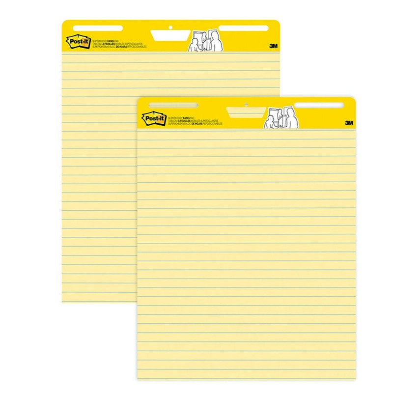 2Pk Post-It Self-Stick Easel Pads Yellow Lined