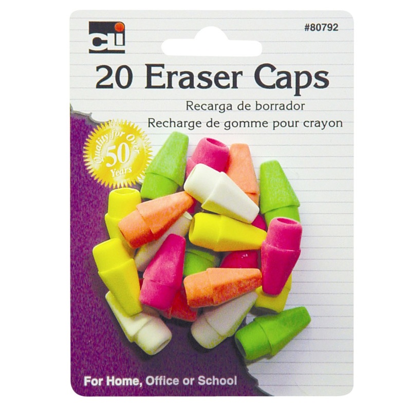 Eraser Caps Neon Asst