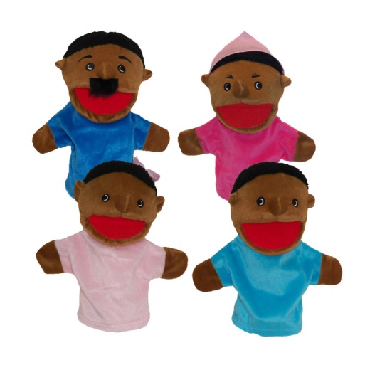 Family Bigmouth Puppets African American Family of 4 - Pretend Play Toys