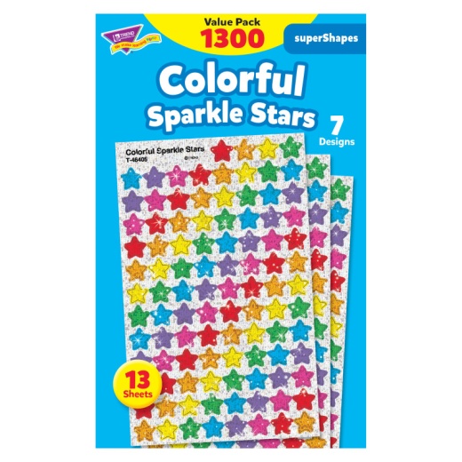 Supershapes Variety 1300Pk Colorful Stars Sparkle