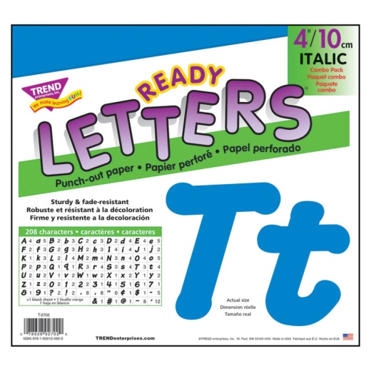 Ready Letters 4 Inch Italic Blue