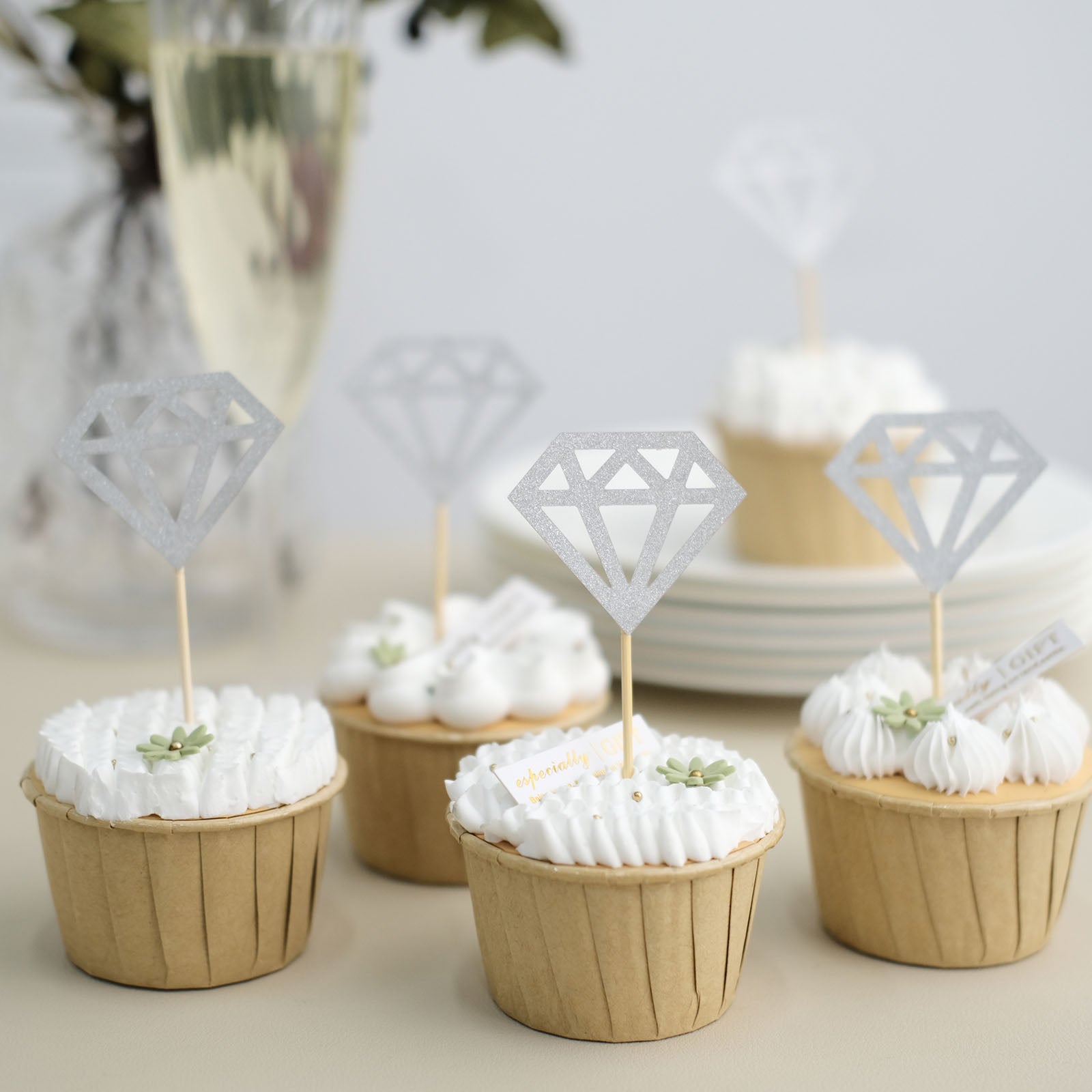 24 Diamond Ring Cupcake Topper Rings – Bling Your Cake