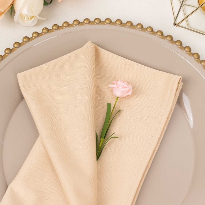 5 Pack Beige Premium Scuba Cloth Napkins, Wrinkle-Free Reusable Dinner  Napkins - 20X20