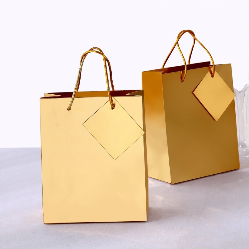 12 Pack Gold Foil Paper Gift Bags With Handles For Party Favors, Shiny  Metallic Euro Tote Bags 7