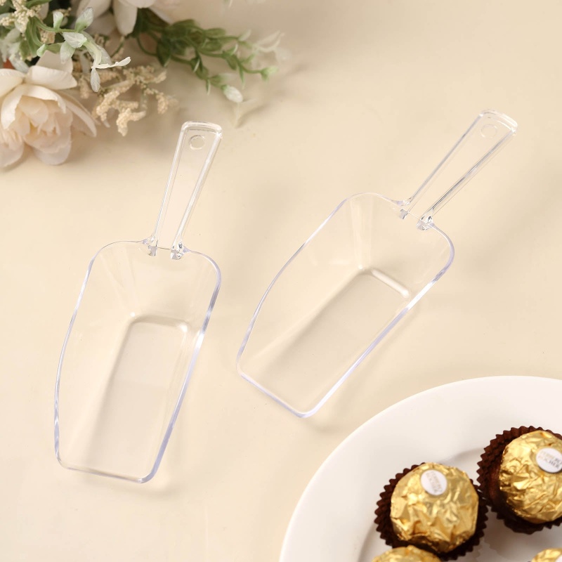 6 Pack  6 Clear Disposable Kitchen Popcorn Candy Scoops, Plastic