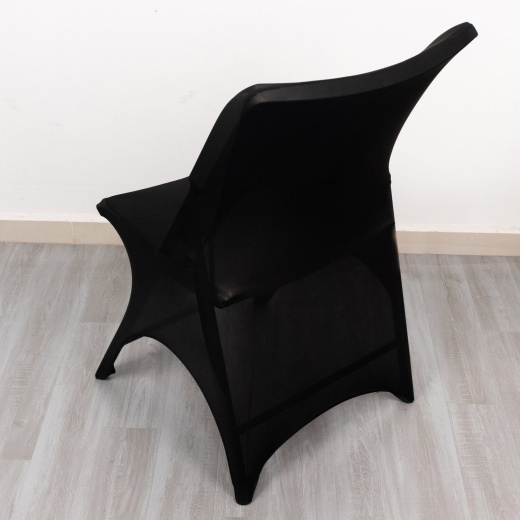 Black Premium Spandex Folding Chair Cover With 3-Way Open Arch, Fitted  Stretched Wedding Chair Cover With Foot Pockets 160 Gsm