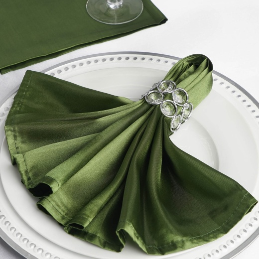 5 Pack Olive Green Seamless Cloth Dinner Napkins, Wrinkle