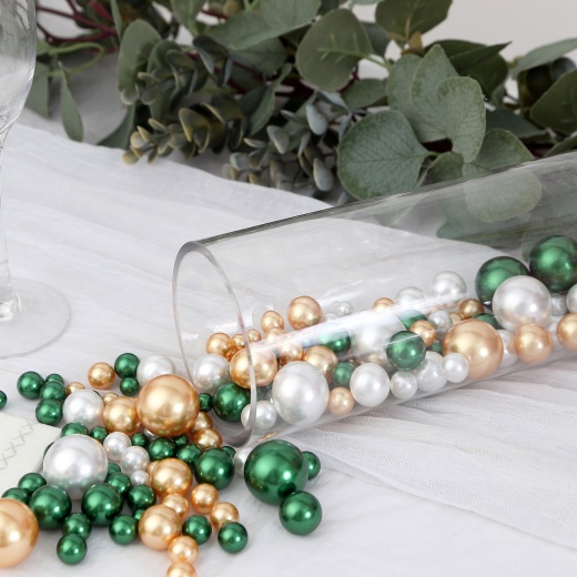 1 Bouquet Beaded Stick Bouquet Realistic Wide Application Plastic Floral String Imitation Pearl Flower Bouquet Sticks for Home, Gold