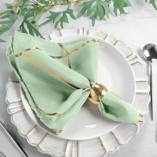 5 Pack, 20x20 Sage Green Polyester Linen Dinner Napkins