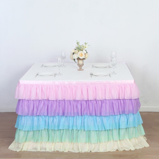 Fancy Pink, Blue, and Yellow Rainbow Ombre Soft Tulle