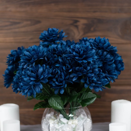 84 Silk Chrysanthemum - Navy Blue