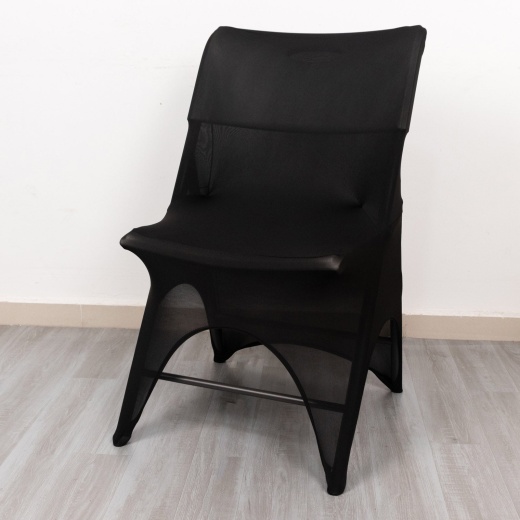 Black Spandex Stretch Fitted Folding Chair Cover 160 GSM