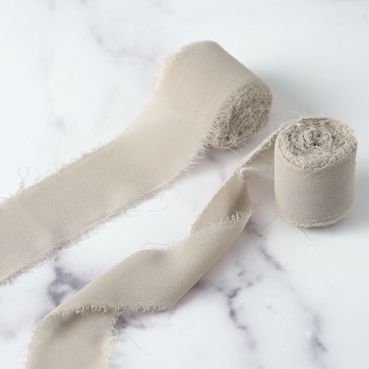 Ivory Silk-like Chiffon Linen Ribbon Roll