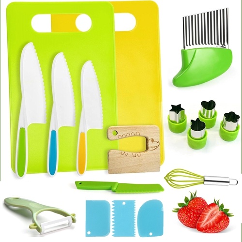 iMOUNTEK 17Pcs Montessori Kitchen Tools Toddlers-Kids Cooking Sets