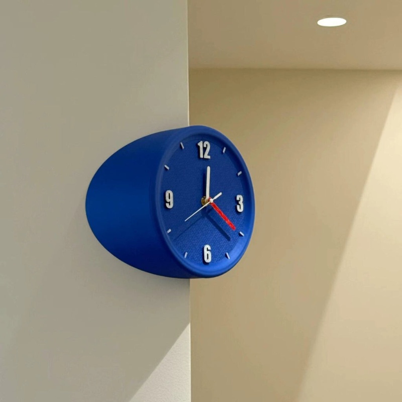 No-Drill Corner Wall Clock, Bauhaus Style Silent Hanging Clock For Room Corners