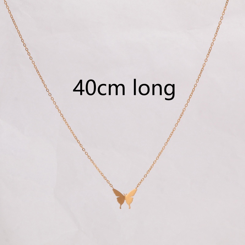 Hypoallergenic Simple & Casual Insect 18K Gold Color 304 Stainless Steel Rolo Chain Butterfly Animal Pendant Necklace For Women Anniversary 40Cm(15 6/8") Long, 1 Piece