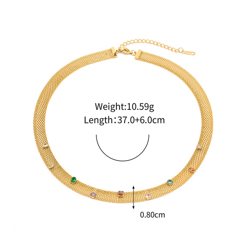 Eco-Friendly Vacuum Plating Minimalist Stylish 18K Real Gold Plated 304 Stainless Steel & Cubic Zirconia Snake Chain Choker Necklace For Women Party 37Cm(14 5/8") Long, 1 Piece
