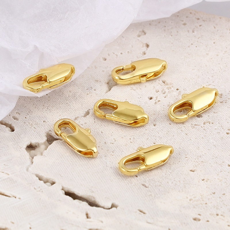 Copper Lobster Clasp Findings 18K Real Gold Plated Plating 10Mm X 5Mm, 5 Pcs