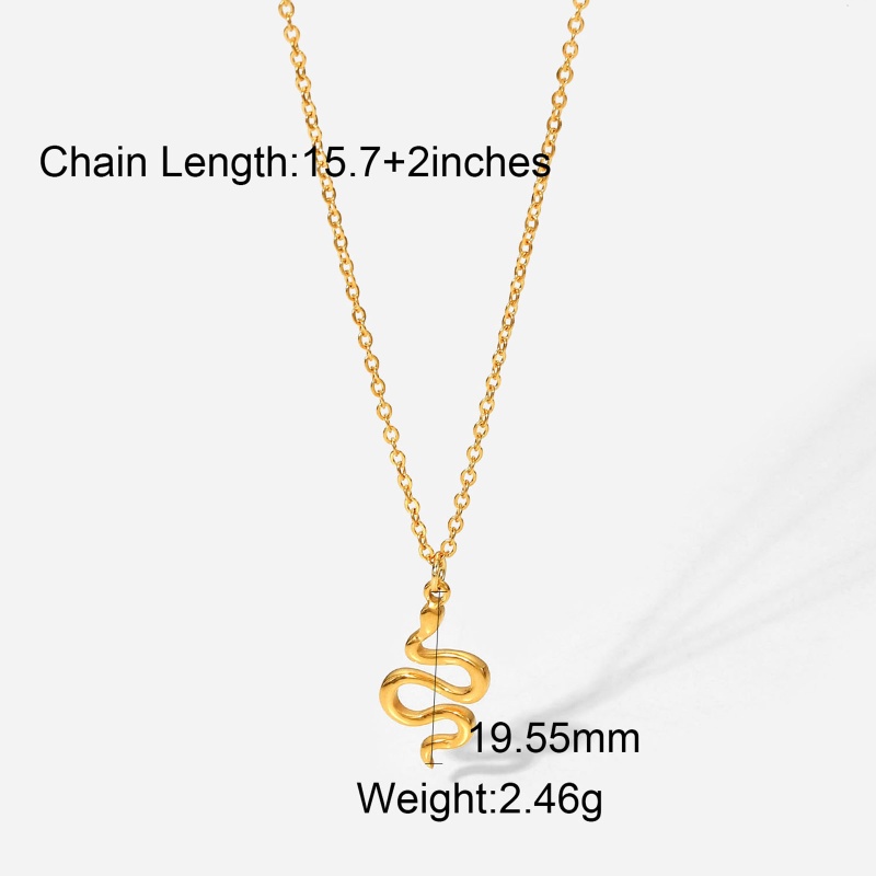 Eco-Friendly Retro Stylish 18K Gold Color 304 Stainless Steel Rolo Chain Snake Animal Pendant Necklace For Women Party 40Cm(15 6/8") Long, 1 Piece