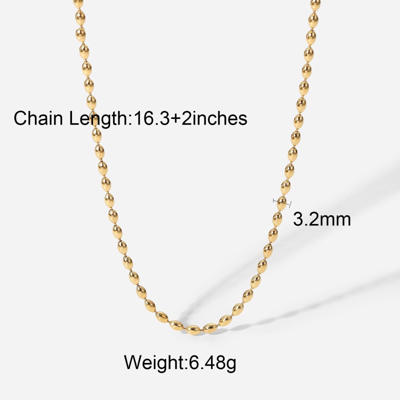 Eco-Friendly Simple & Casual Exquisite 14K Gold Color 304 Stainless Steel Ball Chain Necklace For Women 41.5Cm(16 3/8") Long, 1 Piece