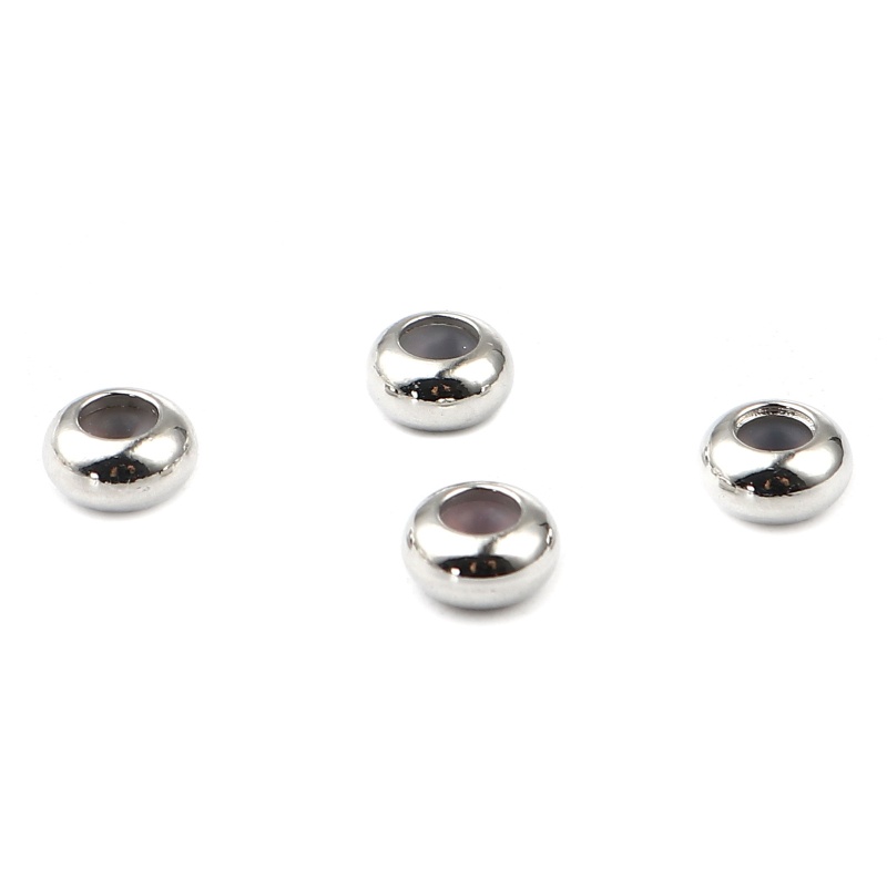 Copper Beads Round Real Platinum Plated About 6.5Mm Dia, Hole: Approx 1.2Mm, 5 Pcs