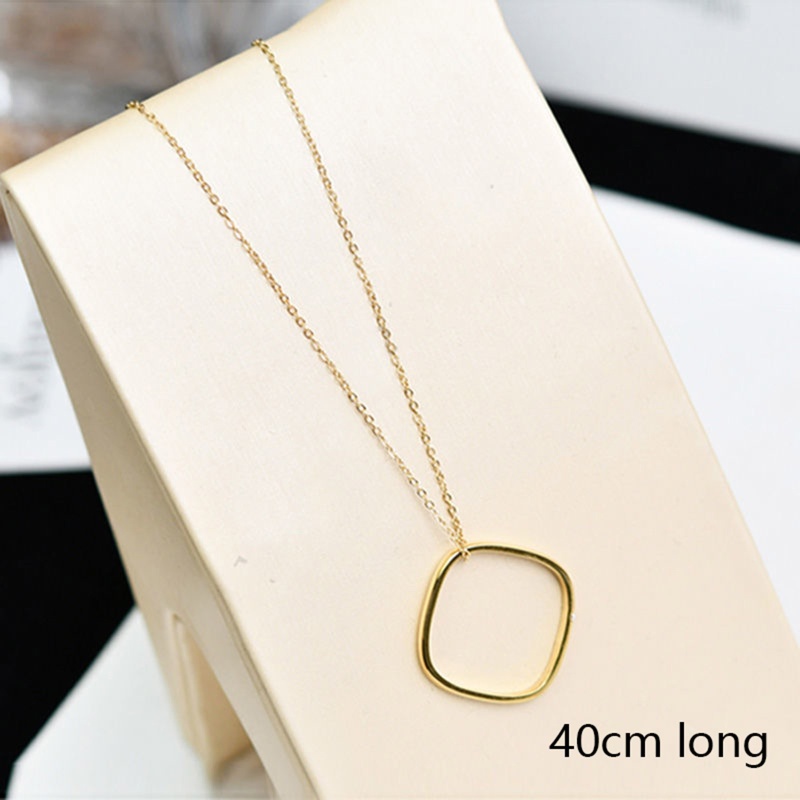 Eco-Friendly Simple & Casual Stylish 18K Gold Color 304 Stainless Steel Link Cable Chain Square Pendant Necklace For Women 40Cm(15 6/8") Long, 1 Piece