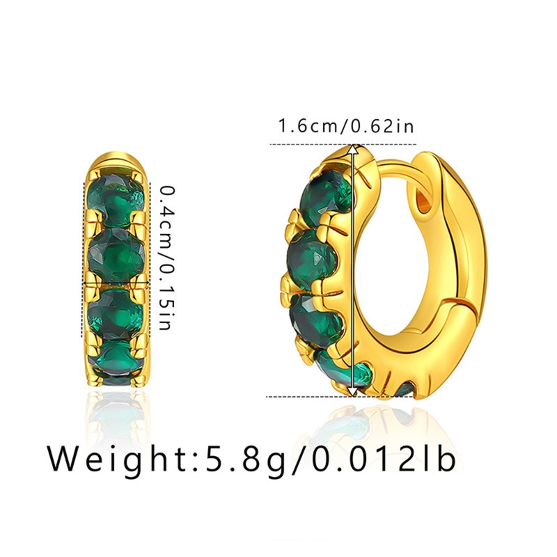 Eco-Friendly Exquisite Stylish 18K Real Gold Plated Copper & Cubic Zirconia Hoop Earrings For Women 16Mm Dia., 1 Pair