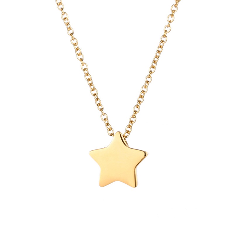 Eco-Friendly Simple & Casual Stylish 14K Gold Color 304 Stainless Steel Link Cable Chain Pentagram Star Pendant Necklace For Women 40Cm(15 6/8") Long, 1 Piece