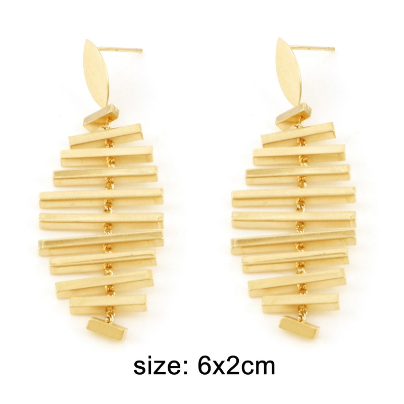 Copper Ear Post Stud Earrings Marquise 18K Real Gold Plated 6Cm X 2Cm, Post/ Wire Size: (21 Gauge), 2 Pcs