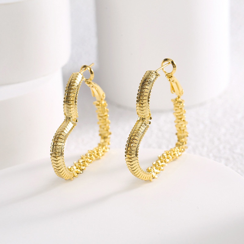 Hypoallergenic Stylish Simple 18K Real Gold Plated Copper Heart Hoop Earrings For Women Mother's Day 1 Pair