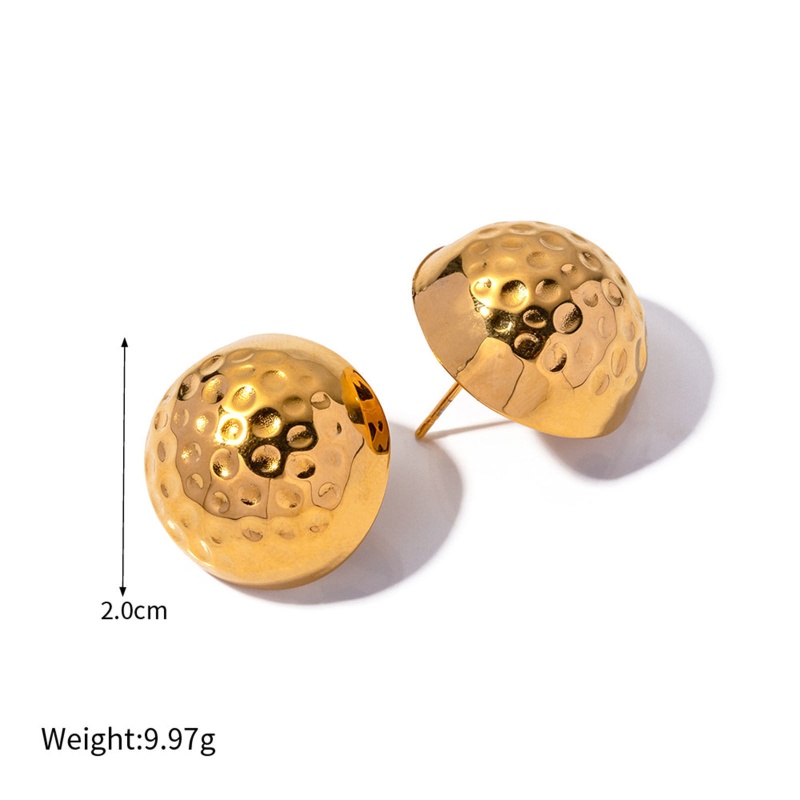 Eco-Friendly Vacuum Plating Stylish Retro 18K Real Gold Plated 304 Stainless Steel Mushroom Ear Post Stud Earrings For Women Party 2Cm, 1 Pair
