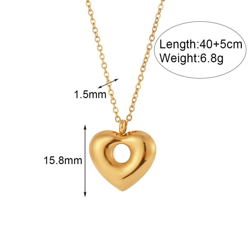 Eco-Friendly Stylish Simple 18K Real Gold Plated 304 Stainless Steel Link Cable Chain Heart Pendant Necklace For Women Valentine's Day 40Cm(15 6/8") Long, 1 Piece