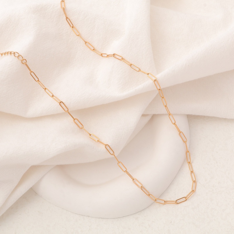 Eco-Friendly Simple & Casual Stylish 18K Gold Color Copper Link Cable Chain Paper Clip Necklace For Women 40Cm(15 6/8") Long, 1 Piece