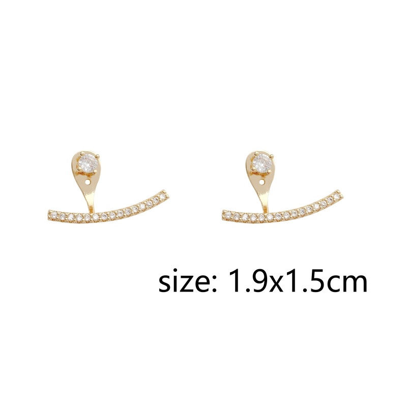 Eco-Friendly Exquisite Stylish 14K Gold Color Copper Curve Ear Post Stud Earrings For Women Party 19Mm X 15Mm, 1 Pair