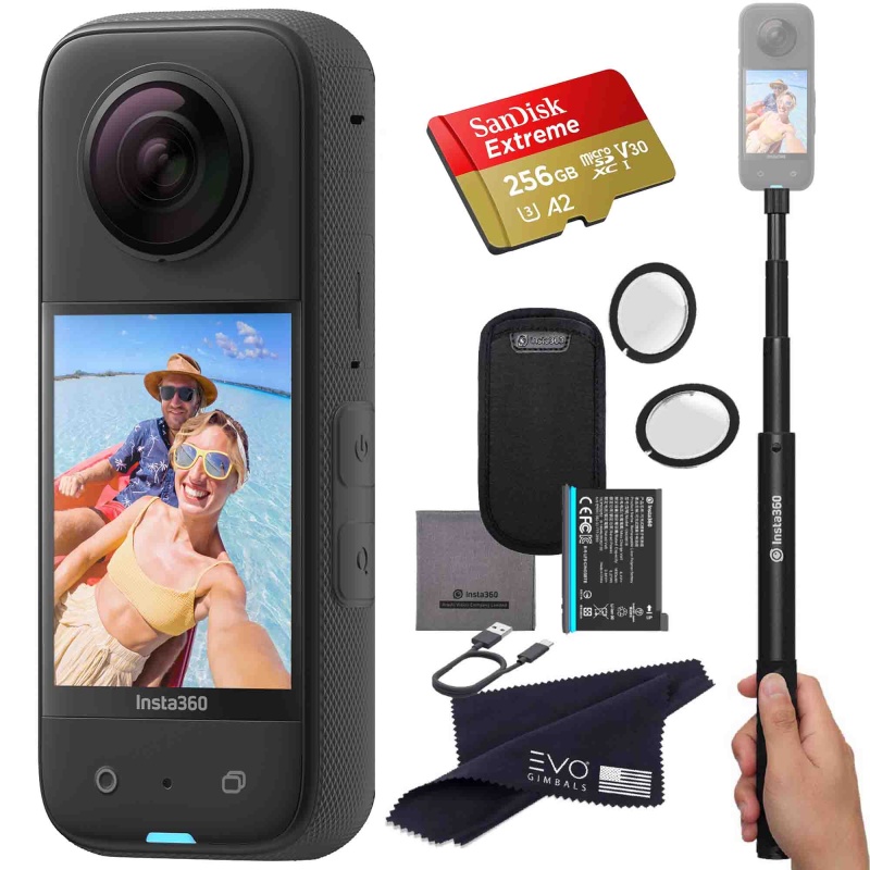 Insta360 X3 Camera Bundle With Invisible Selfie Stick, Lens Guard & Sd Card
