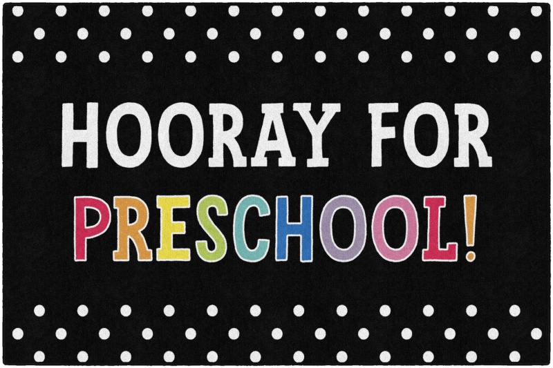 Hooray For Preschool On Black 5' X 7'6"