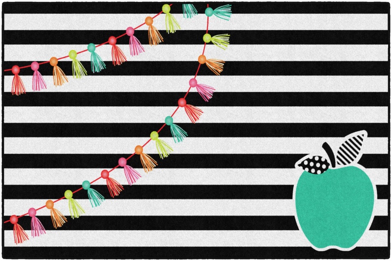 Black White And Stylish Brights Turquoise Apple 5' X 7'6"