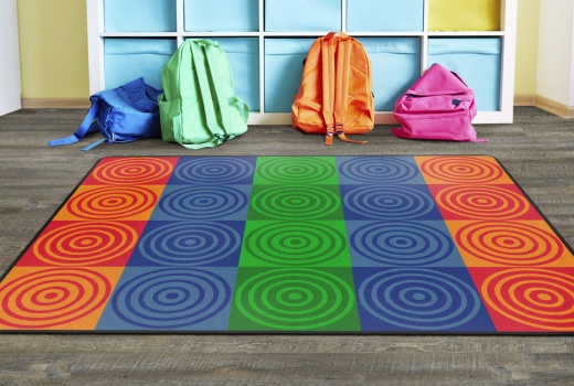 Bullseye Block 5'10" X 8' 4" Seating Carpet for Classrooms