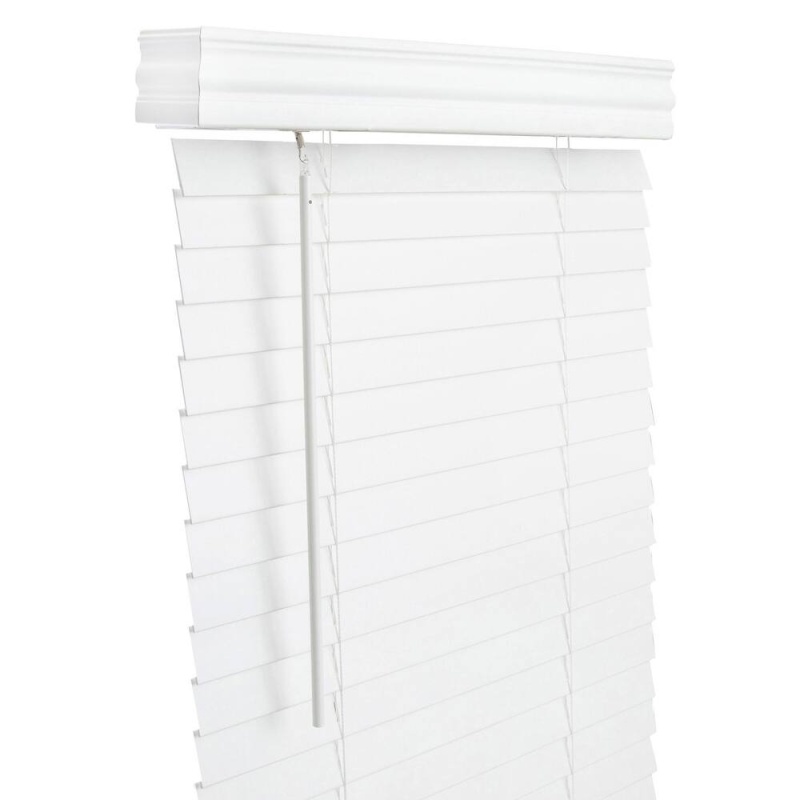 Faux Wood Window Covering in Soft White