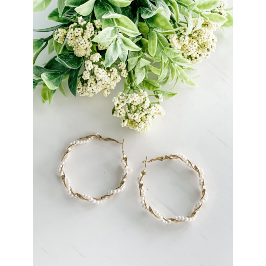 Interlocked Pearl Hoop Earrings