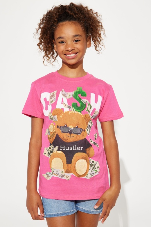 Mini Cash Is King Short Sleeve Tee - Fuchsia