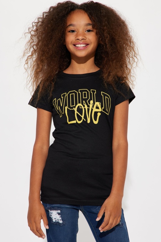 Mini World Love Top - Black